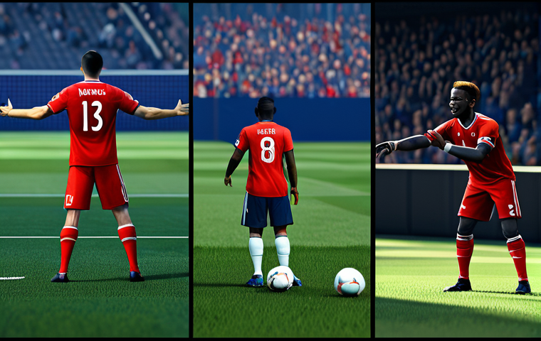 스포츠게임 UI UX 분석 - Here are three detailed image prompts for image generation, focusing on the UI/UX aspects in sports ...